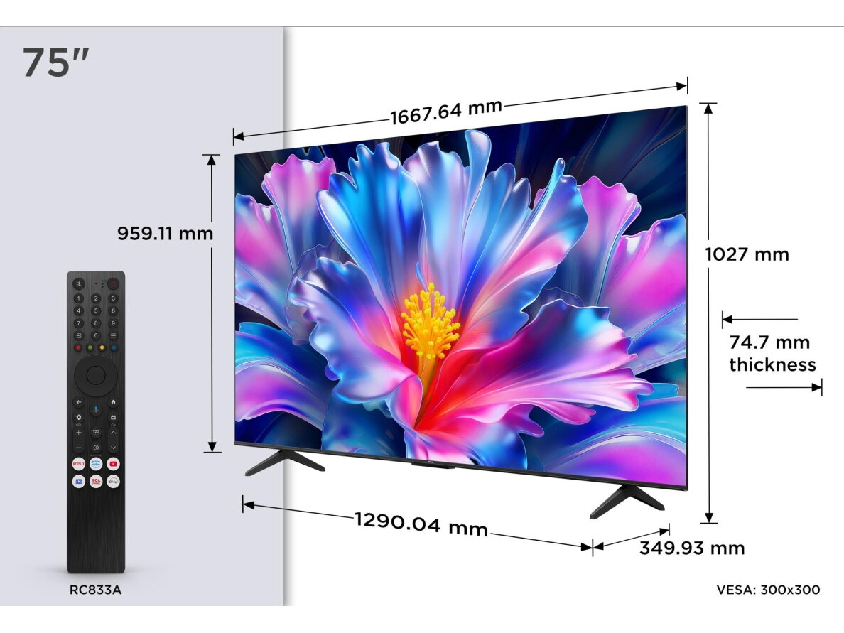 TV Set|TCL|75 "|4K Ultra HD|3840 x 2160 pixels|Flat|16:9|QLED|75P6L 3