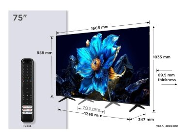 TV Set|TCL|75 "|4K Ultra HD|3840 x 2160 pixels|Flat|16:9|QLED|75P7K