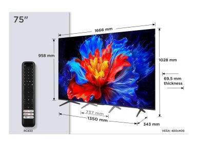 TV Set|TCL|75 "|4K Ultra HD|3840 x 2160 pixels|Flat|16:9|QLED|75P8K