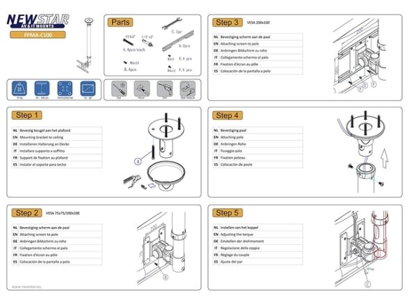 TV SET ACC CEILING MOUNT 10-26/FPMA-C100WHITE NEOMOUNTS 6 TV SET ACC CEILING MOUNT 10-26/FPMA-C100WHITE NEOMOUNTS 6