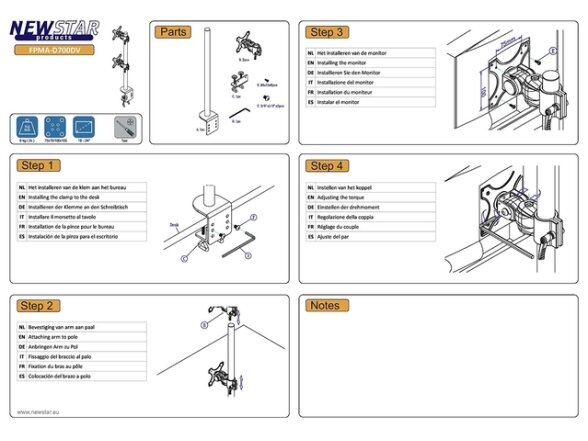 TV SET ACC DESK MOUNT BLACK/10-24" FPMA-D700DV NEOMOUNTS 6