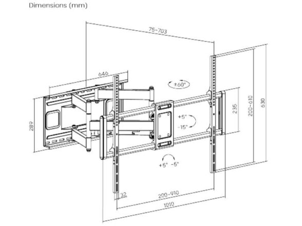 TV SET ACC WALL MOUNT 60-120"/WM-120ST-01 GEMBIRD 1