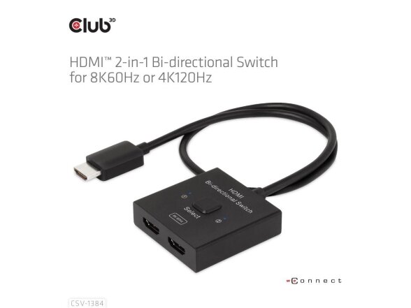 VIDEO SWITCH HDMI 2PORT/CSV-1384 CLUB3D 1