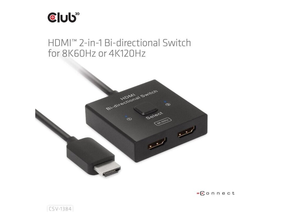VIDEO SWITCH HDMI 2PORT/CSV-1384 CLUB3D 2 VIDEO SWITCH HDMI 2PORT/CSV-1384 CLUB3D 2