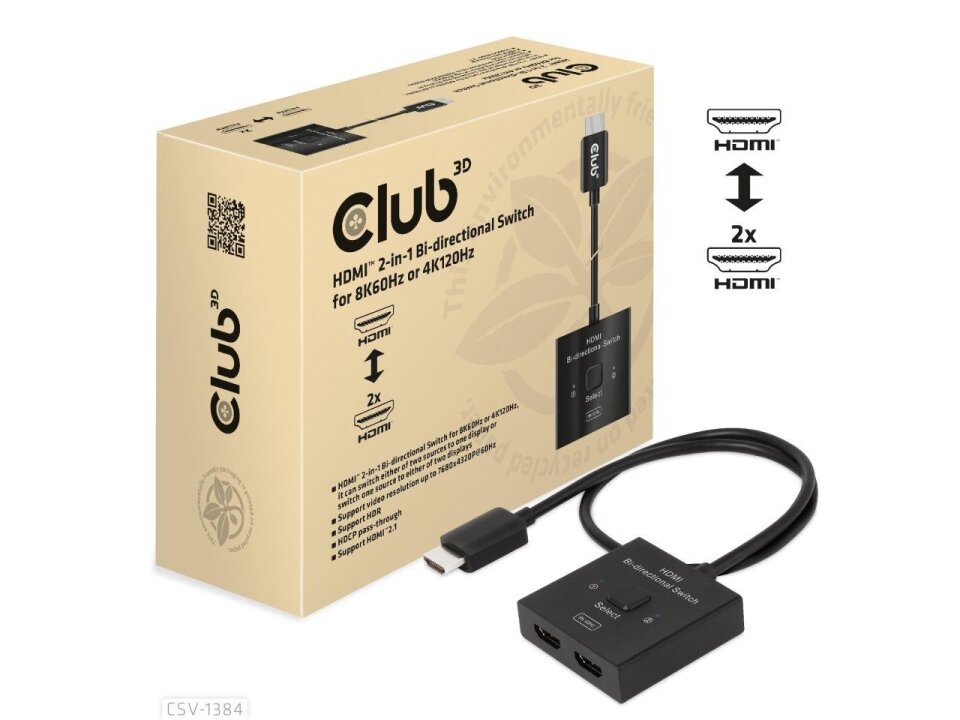 VIDEO SWITCH HDMI 2PORT/CSV-1384 CLUB3D