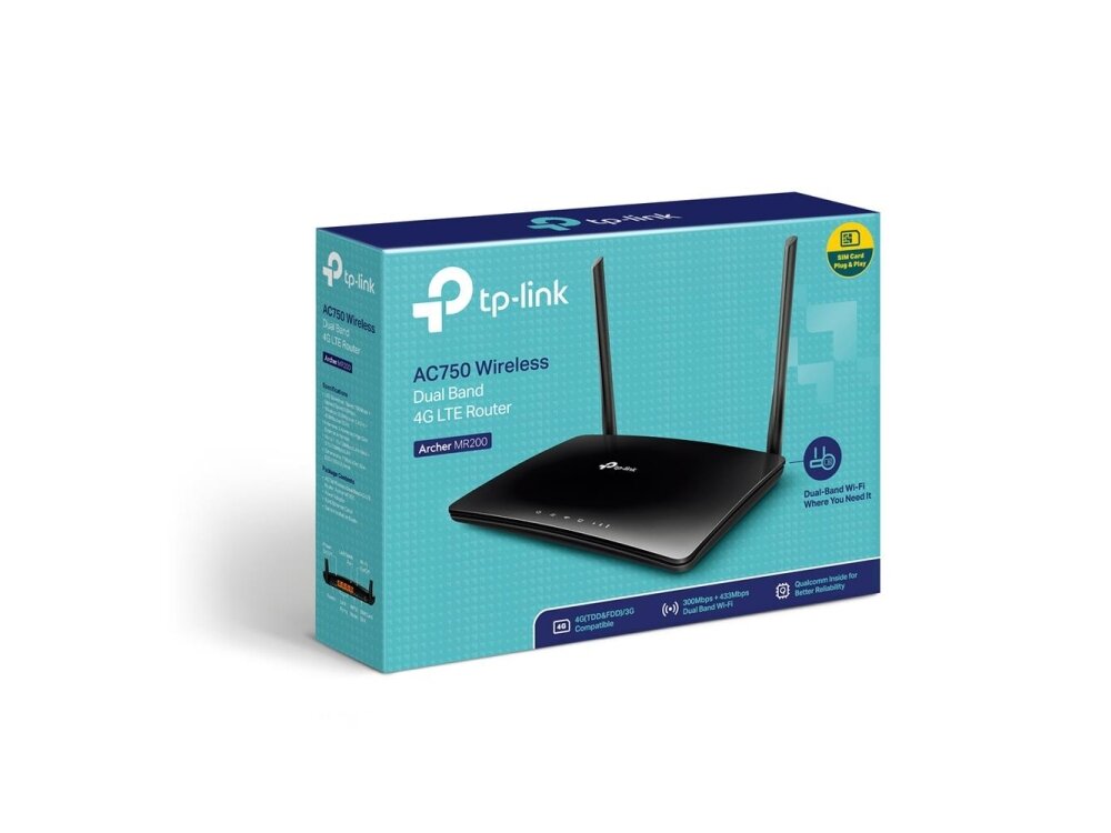 Wireless Router|TP-LINK|Wireless Router|733 Mbps|IEEE 802.11a|IEEE 802.11b|IEEE 802.11g|IEEE 802.11n|IEEE 802.11ac|1 WAN|3x10/100M|DHCP|Number of antennas 5|4G|ARCHERMR200 3 Wireless Router|TP-LINK|Wireless Router|733 Mbps|IEEE 802.11a|IEEE 802.11b|IEEE 802.11g|IEEE 802.11n|IEEE 802.11ac|1 WAN|3x10/100M|DHCP|Number of antennas 5|4G|ARCHERMR200 3