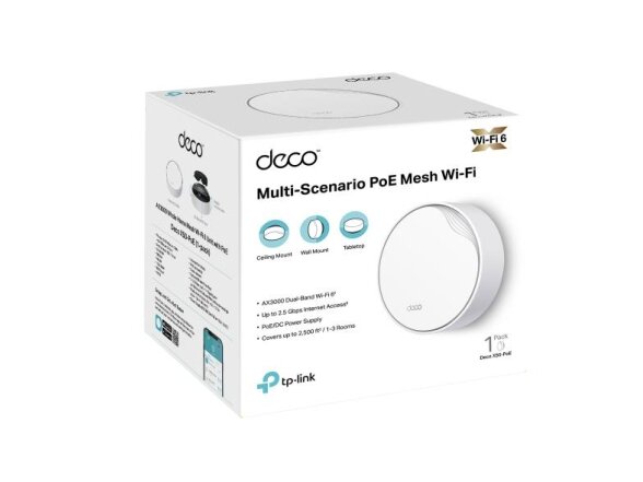 Wireless Router|TP-LINK|Wireless Router|3000 Mbps|Mesh|Wi-Fi 6|1x10/100/1000M|1x2.5GbE|DHCP|DECOX50-POE(1-PACK) 4 Wireless Router|TP-LINK|Wireless Router|3000 Mbps|Mesh|Wi-Fi 6|1x10/100/1000M|1x2.5GbE|DHCP|DECOX50-POE(1-PACK) 4