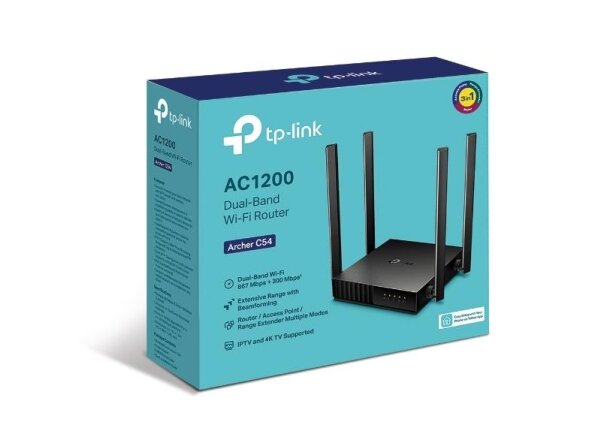 Wireless Router|TP-LINK|Wireless Router|1200 Mbps|1 WAN|4x10/100M|Number of antennas 4|ARCHERC54 3
