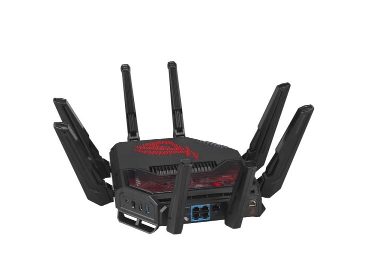 Wireless Router|ASUS|Wireless Router|19000 Mbps|Wi-Fi 6|Wi-Fi 7|IEEE 802.11a|IEEE 802.11b|IEEE 802.11g|IEEE 802.11n|IEEE 802.11ac|IEEE 802.11ax|USB 2.0|USB 3.2|1x10/100/1000M|1x2.5GbE|1x10GbE|Number of antennas 8|GT-BE19000 2
