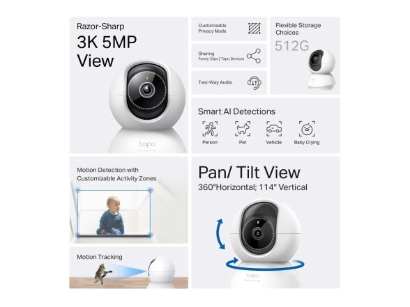 WRL CAMERA PAN/TILT/TAPO C230 TP-LINK 2 WRL CAMERA PAN/TILT/TAPO C230 TP-LINK 2